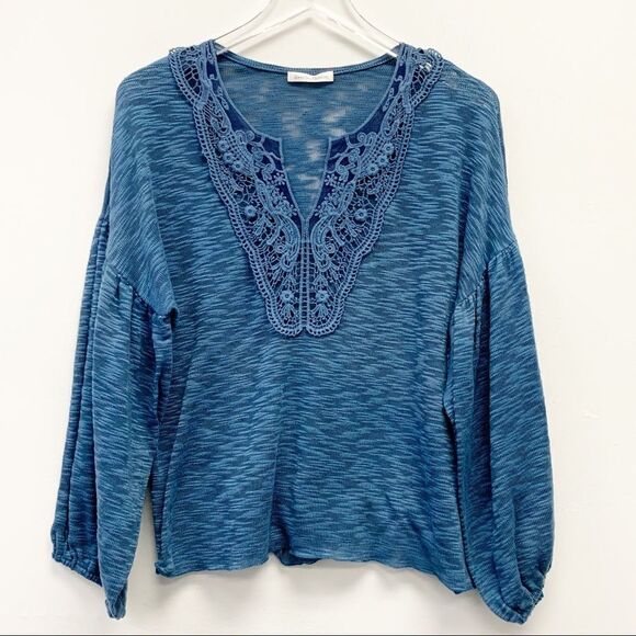 John Paul Richard Embroidered Split Neck Boho Blouse, Sample S/XL - Picture 1 of 7